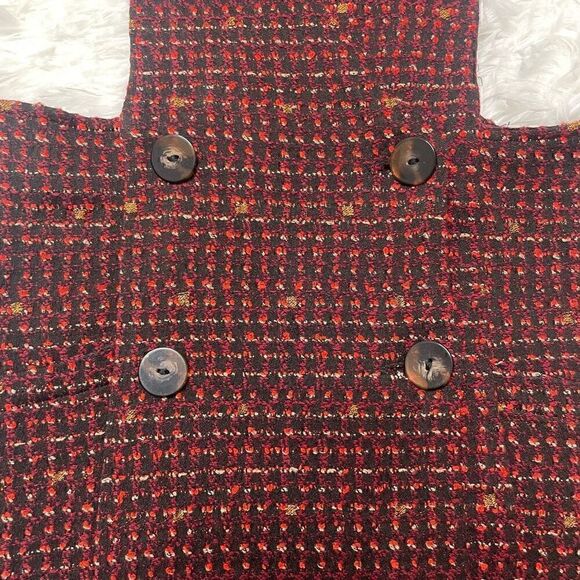 Zara Kids Red Tweed Overall Dress Skirt Size 10 Button Front Short Mini - Picture 2 of 8